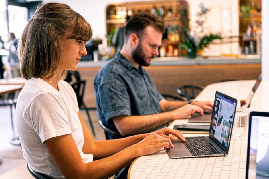 coworkers working in an office